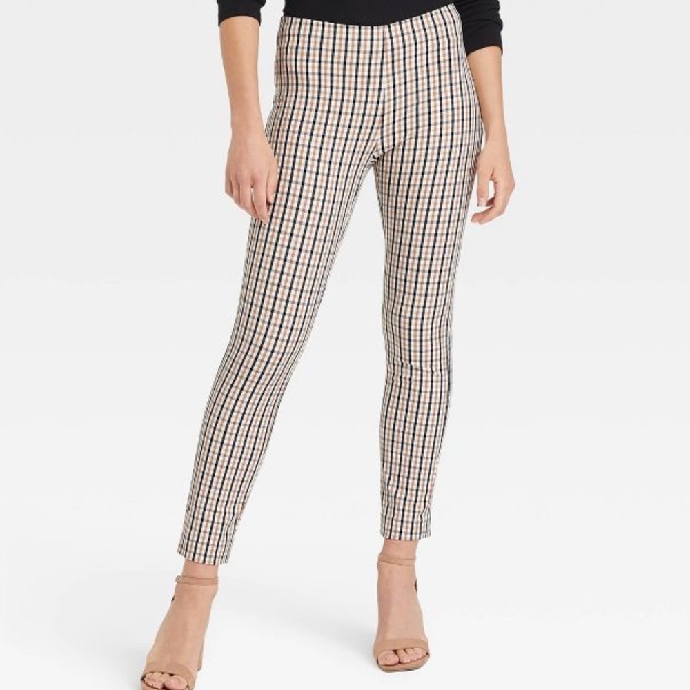 Plaid Zip Up Skinny Pants